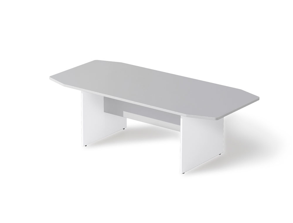 MESA DE REUNIAO ROCADA MEETING 3003AW02 ESTRUTURA EM MADEIRA BRANCO TABULEIRO EM MADEIRA CINZA 220X100X72 CM