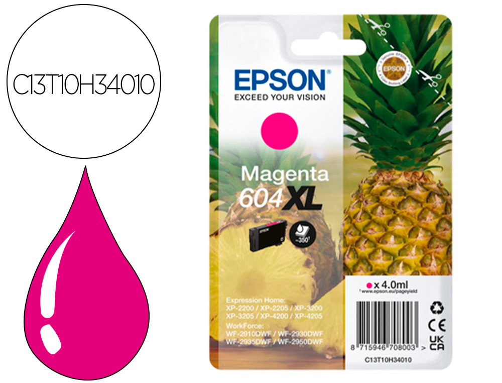 TINTEIRO EPSON 604XL EXPRESSION HOME XP-2200 / 2205 / 3200 / 3205 / 4200 / 4205 / WF-2910 SERIES COR