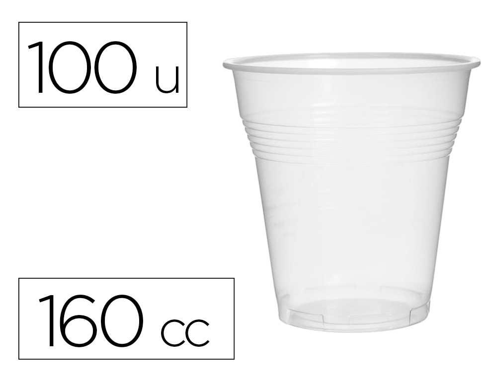 COPO DE PLASTICO TRANSPARENTE 160 CC PACK DE 100 UNIDADES
