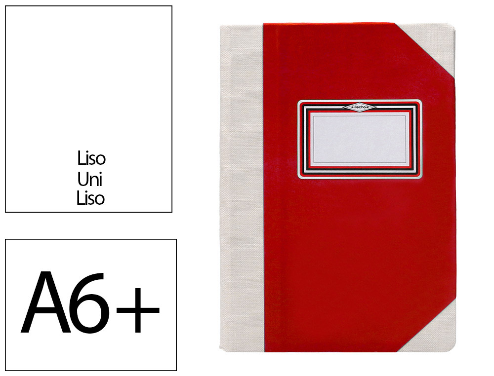 LIVRO DE CARTAO COSIDO FERNANDES FLECHA DIN A6+ LISO 50 FOLHAS 100 GR VERMELHO