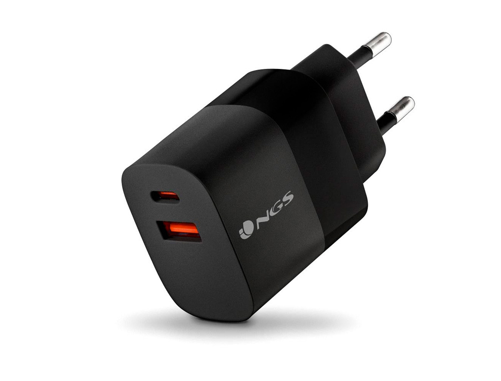 CARREGADOR GAN NGS DE PAREDE ULTRA RAPIDO PARA PORTATIL DE 33W COM 2 PORTAS USB-C + USB-A