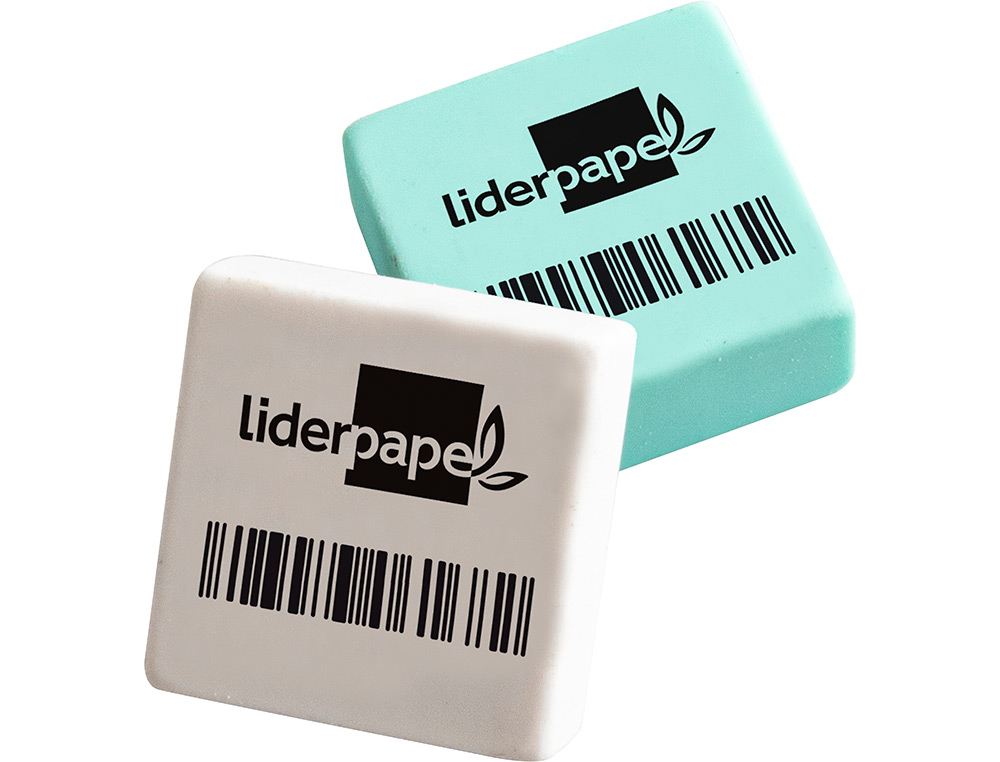 BORRACHA LIDERPAPEL PARA LAPIS COM FORMA QUADRADA AZUL PASTEL E BRANCA