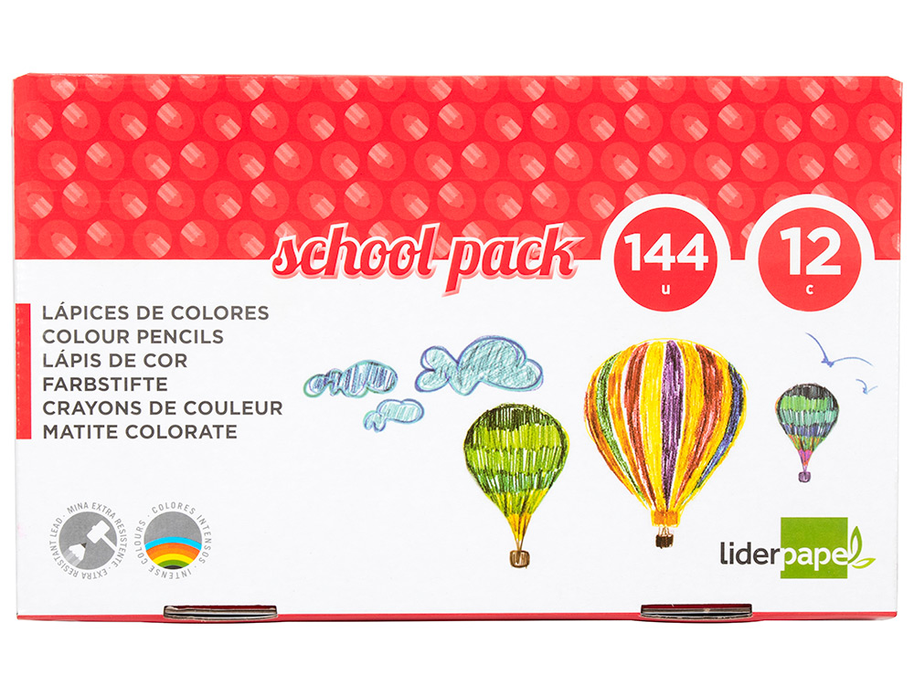 LAPIS DE COR LIDERPAPEL SCHOOL 144 UNIDADES 12 CORES X 12 UNIDADES