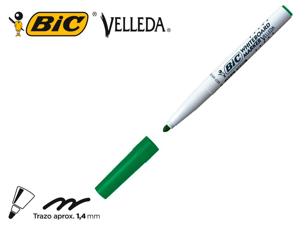 MARCADOR BIC VELLEDA PARA QUADRO BRANCO - VERDE PONTA REDEONDA