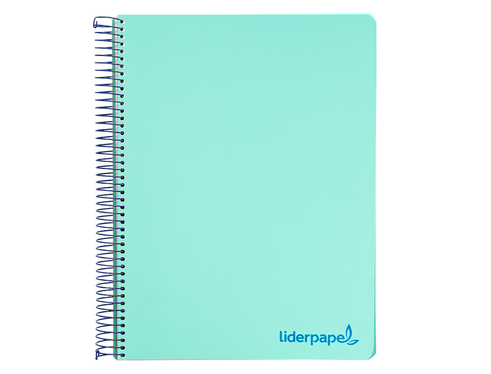 CADERNO ESPIRAL LIDERPAPEL DIN A4 WONDER CAPA PLASTICO 120 F 90 GR QUADRICULA 5 MM 5 BANDAS DE CORES 4 FUROS VERDE