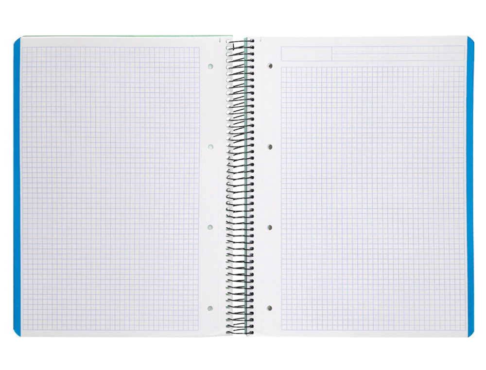 CADERNO ESPIRAL LIDERPAPEL DIN A4 WONDER CAPA PLASTICO 120 F 90 GR QUADRICULA 5 MM 5 BANDAS DE CORES 4 FUROS VERDE