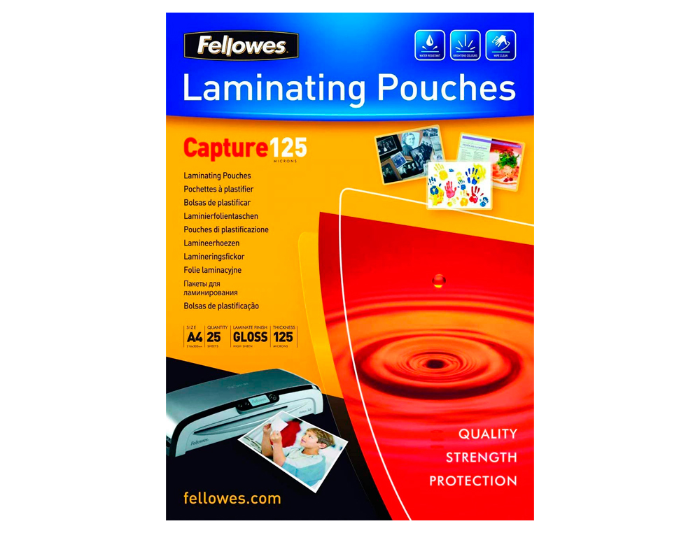 BOLSA DE PLASTIFICAR FELLOWES BRILHO DIN A4 125 MICRONS PACK DE 25 UNIDADES