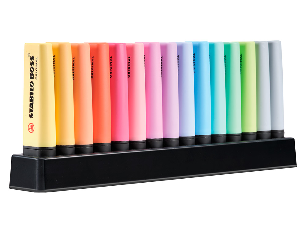 MARCADOR FLUORESCENTE STABILO BOSS 70 PASTEL DESKSET ESTOJO DE 15 UNIDADES CORES SORTIDAS
