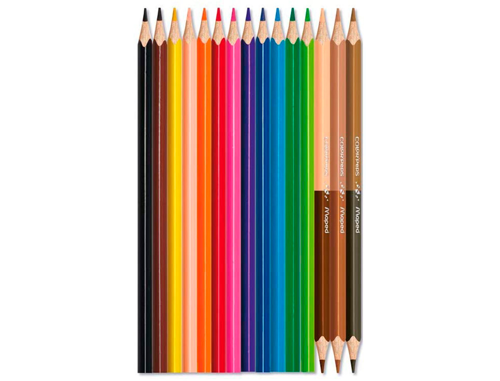 LAPIS DE COR MAPED COLOR PEPS WORLD CAIXA DE 12 CORES SORTIDAS + 3 DUO TONS DE PELE