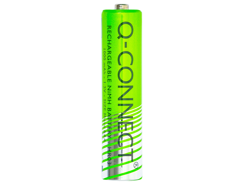 PILHA Q-CONNECT ALCALINA AAA 1000 MAH RECARREGAVEL BLISTER DE 2 UNIDADES