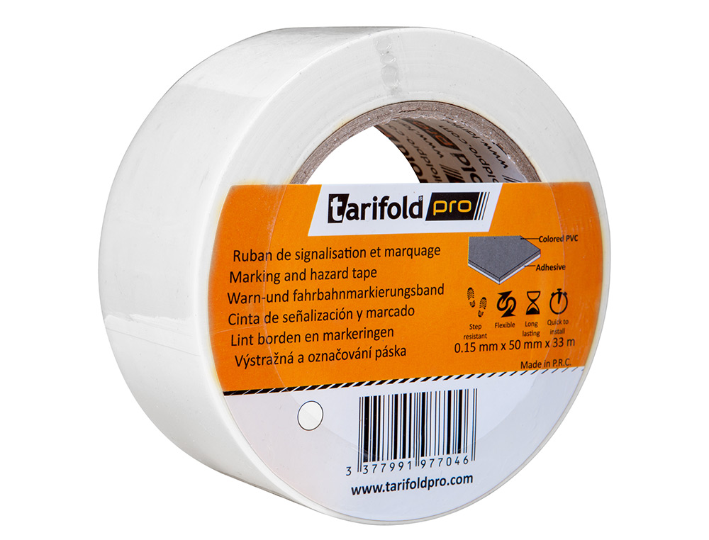 FITA ADESIVA TARIFOLD PARA MARCACAO E SINALIZACAO DE CHAO 33 MT X 50 MM COR BRANCO
