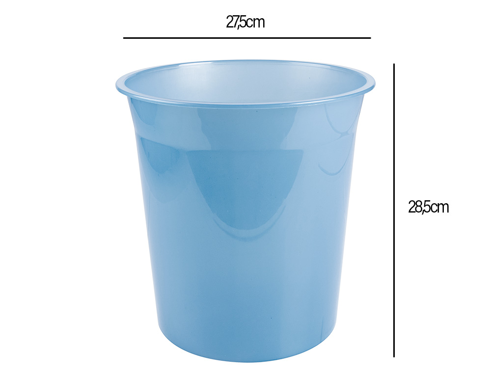 CESTO DE PAPEIS EM PLASTICO LIDERPAPEL ECOUSE 100% RECICLADO CELESTE TRANSLUCIDO 13 LITROS 275X285 MM