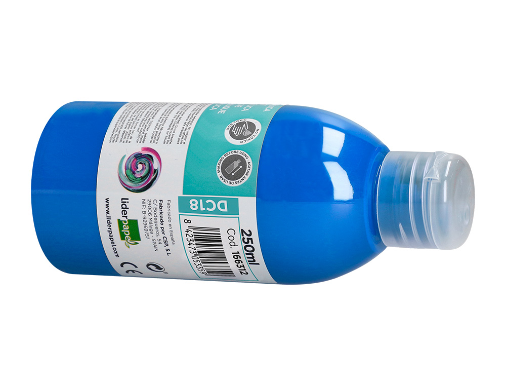 PINTURA ACRILICA LIDERPAPEL FRASCO DE 250 ML CIAN