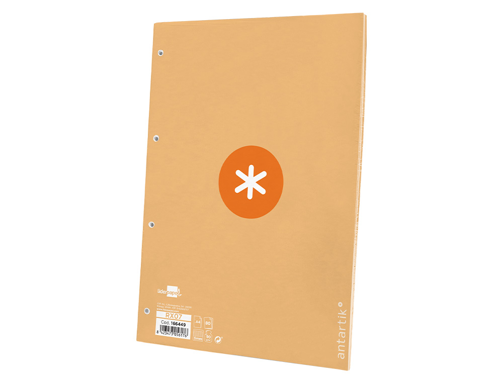 RECARGA A4 ANTARTIK 80 FOLHAS 90G/M2 QUADRICULA 5MM 4 FUROS 1 BANDA COM MOLDURA COR AMARELO CLARO
