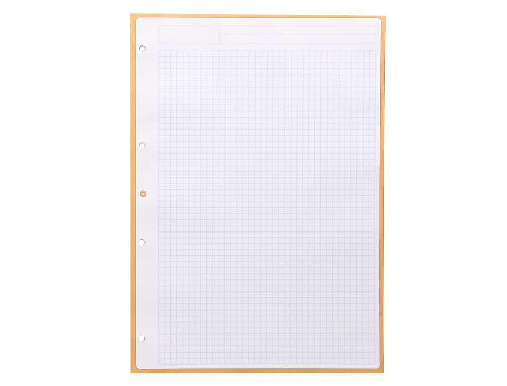 RECARGA A4 ANTARTIK 80 FOLHAS 90G/M2 QUADRICULA 5MM 4 FUROS 1 BANDA COM MOLDURA COR AMARELO CLARO