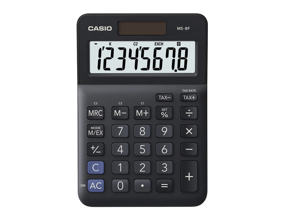 CALCULADORA CASIO MS-8F DE SECRETARIA 8 DIGITOS TAX +/- COR PRETO