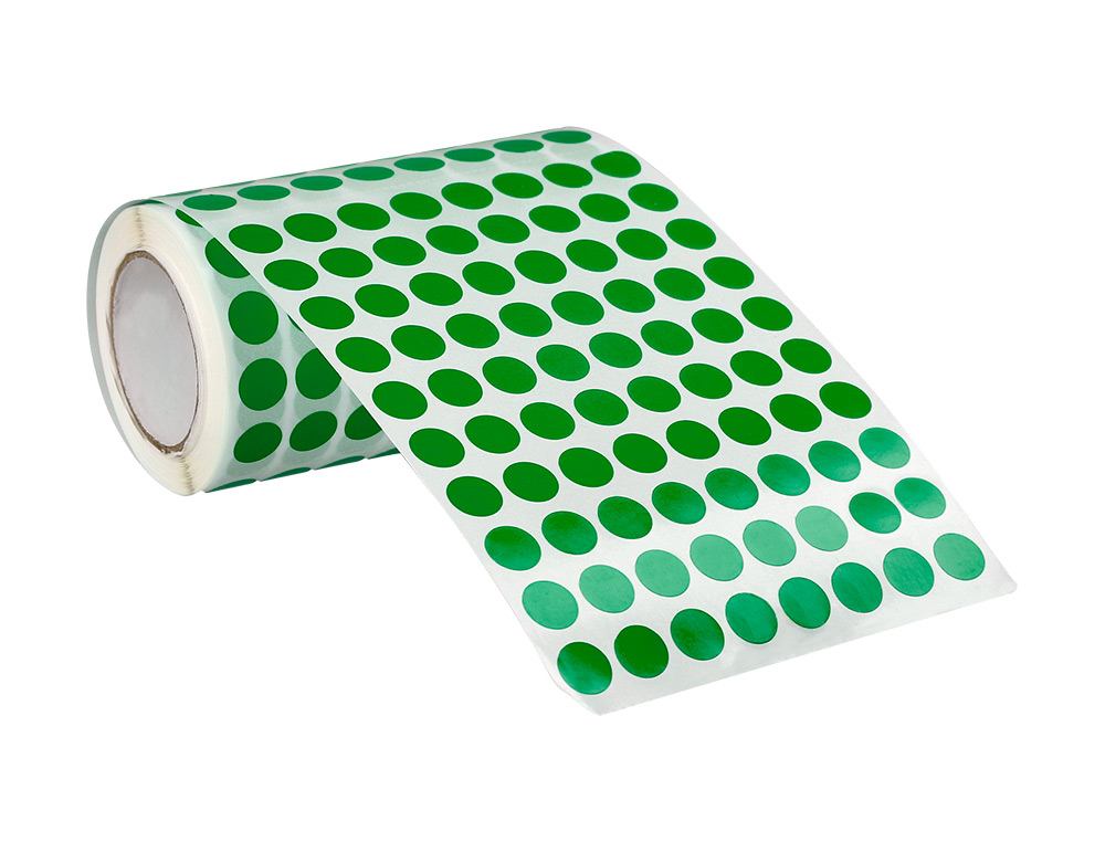 ETIQUETAS ESCOLAR LIDERPAPEL AUTOADESIVAS CIRCULOS 10,5 MM VERDE ROLO DE 6000 UNIDADES EM CAIXA DE CARTAO