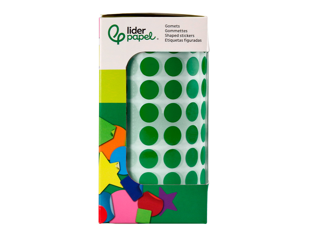 ETIQUETAS ESCOLAR LIDERPAPEL AUTOADESIVAS CIRCULOS 10,5 MM VERDE ROLO DE 6000 UNIDADES EM CAIXA DE CARTAO