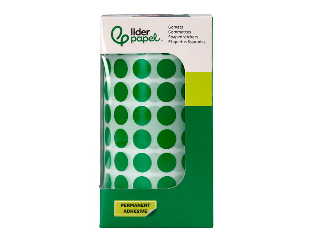 ETIQUETAS ESCOLAR LIDERPAPEL AUTOADESIVAS CIRCULOS 10,5 MM VERDE ROLO DE 6000 UNIDADES EM CAIXA DE CARTAO