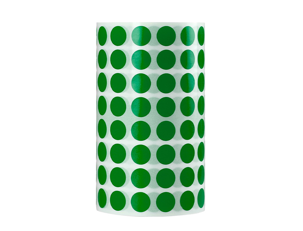 ETIQUETAS ESCOLAR LIDERPAPEL AUTOADESIVAS CIRCULOS 10,5 MM VERDE ROLO DE 6000 UNIDADES EM CAIXA DE CARTAO
