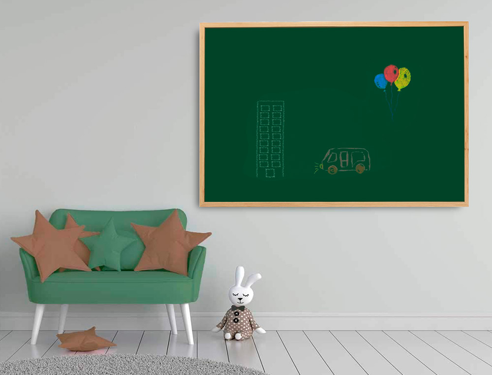 QUADRO VERDE Q-CONNECT GIZ MOLDURA MADEIRA SEM PRATELEIRA 120X90 CM