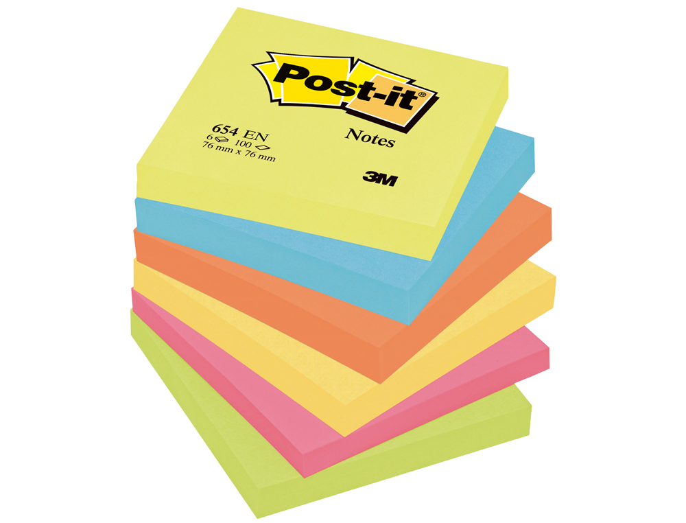 BLOCO DE NOTAS ADESIVAS POST-IT NEON. 76 X 76 MM