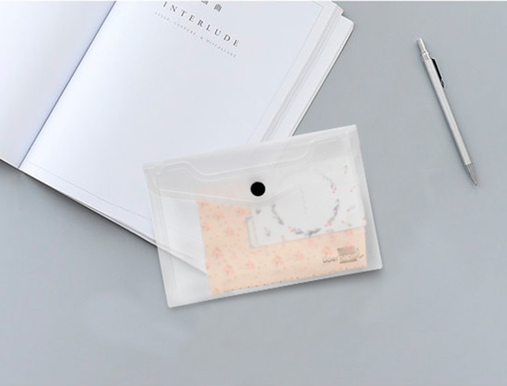 BOLSA PORTA DOCUMENTOS LIDERPAPEL COM MOLA DIN A7 TRANSPARENTE