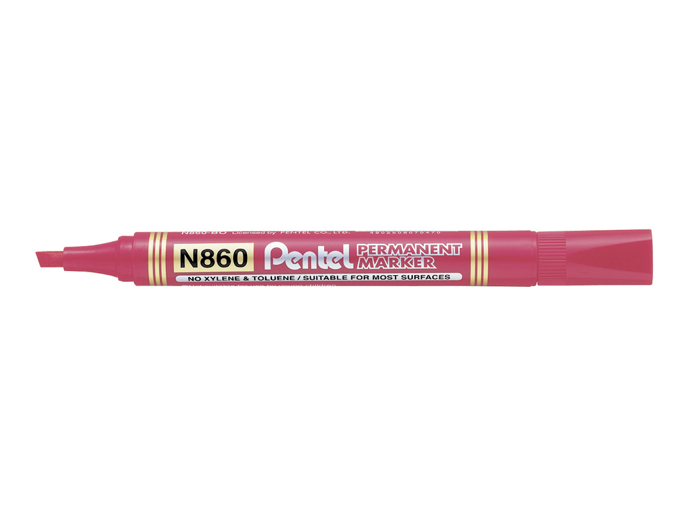 MARCADOR PENTEL N860 PERMANENTE BISELADO VERMELHO