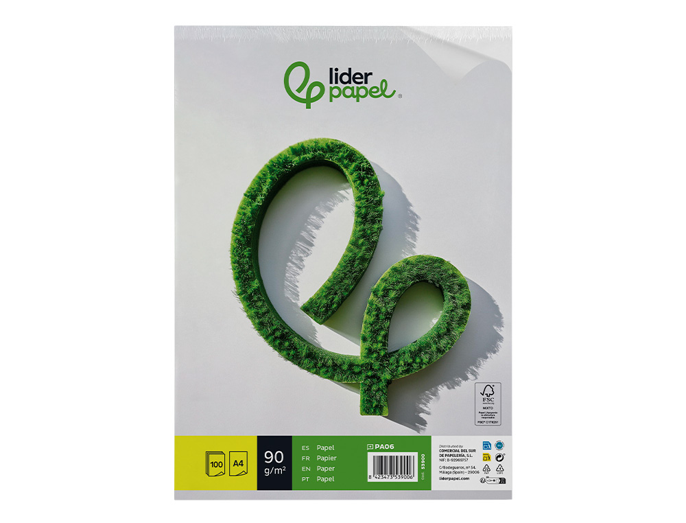 PAPEL LIDERPAPEL DIN A4 90 GR EMBALAGEM DE 100 FOLHAS