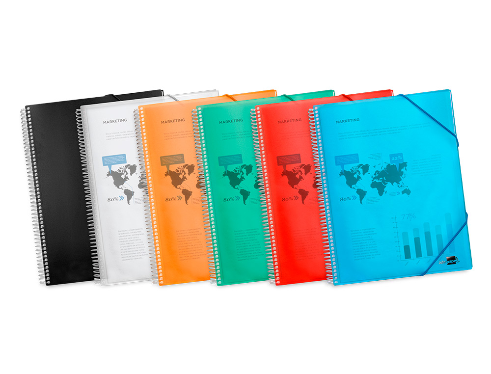 CAPA CATALOGO LIDERPAPEL COM ESPIRAL 60 BOLSAS POLIPROPILENO DIN A4 LARANJA