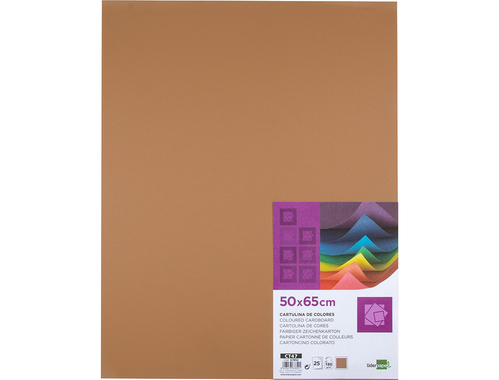 CARTOLINA LIDERPAPEL 50X65 CM 180 GR CASTANHO CLARO PACK DE 25 UNIDADES