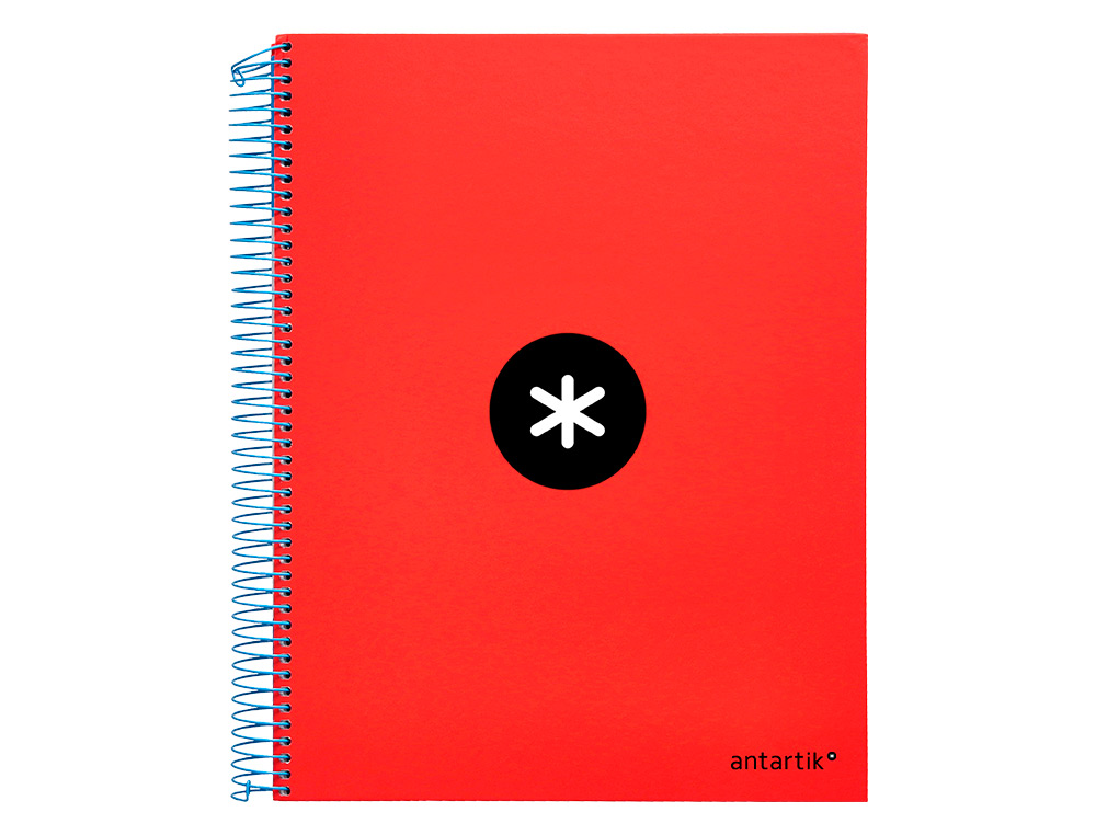 CADERNO ESPIRAL DIN A4 ANTARTIK CAPA FORRADA 120 F 100 GR LISO COM BANDAS DE CORES 4 FUROS COR VERMELHO