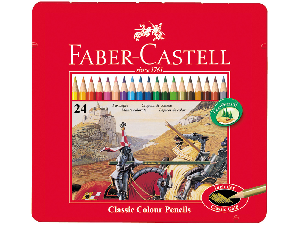 LAPIS DE COR FABER CASTELL CAIXA METALICA DE 24 CORES SORTIDAS