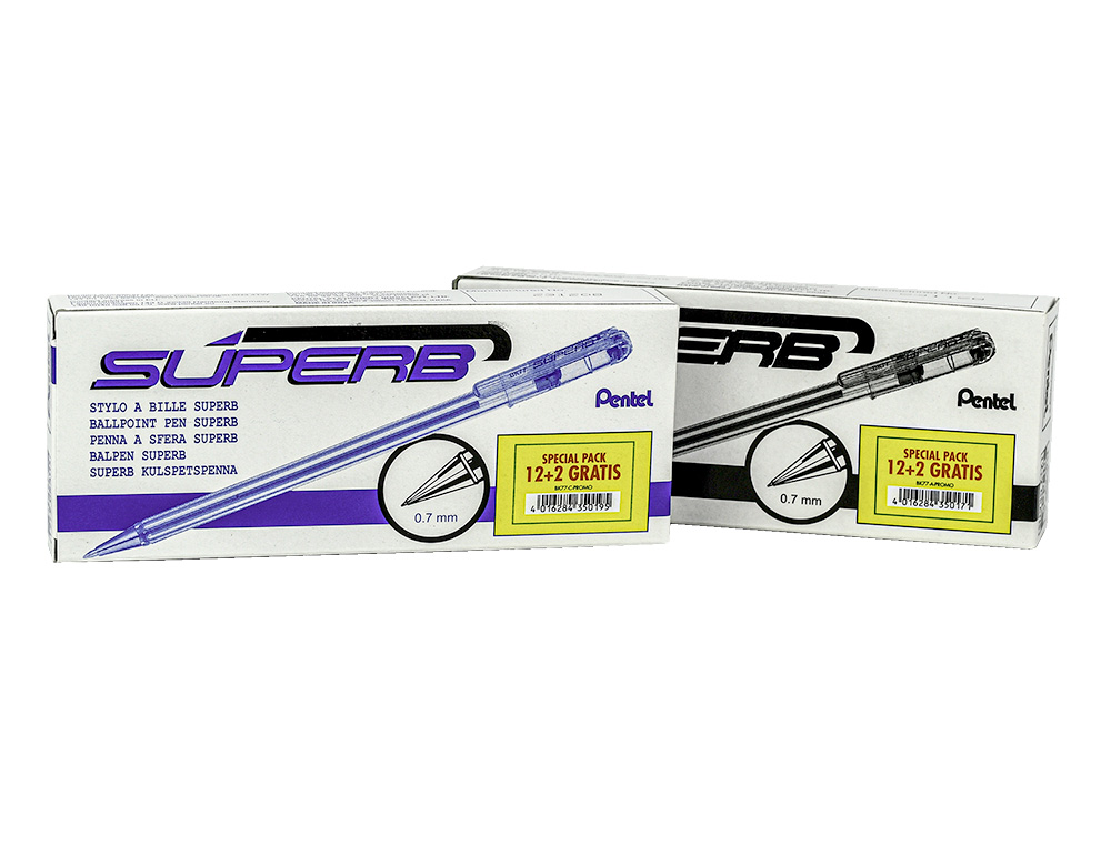 ESFEROGRAFICA PENTEL BK77 PRETO PACK 12+2 UNIDADES